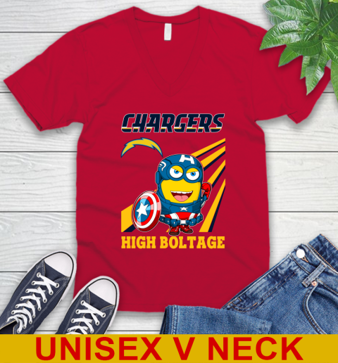 NFL Football Los Angeles Chargers Captain America Marvel Avengers Minion Shirt V-Neck T-Shirt 6