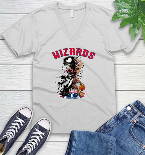 NBA Washington Wizards Basketball Venom Groot Guardians Of The Galaxy V-Neck T-Shirt