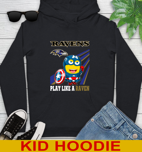 NFL Football Baltimore Ravens Captain America Marvel Avengers Minion Shirt Youth Hoodie