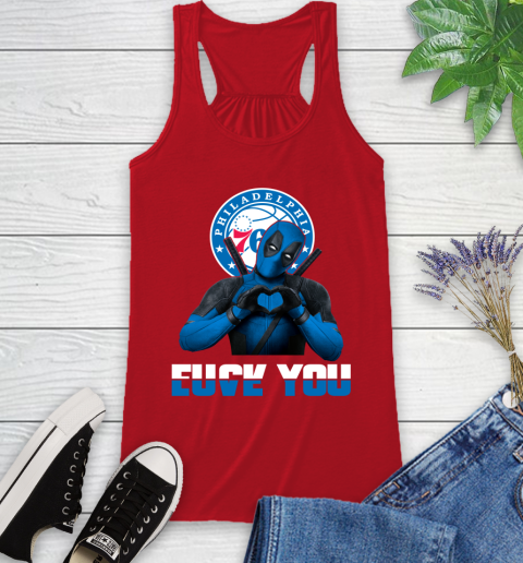 NBA Philadelphia 76ers Deadpool Love You Fuck You Basketball Sports Racerback Tank 5