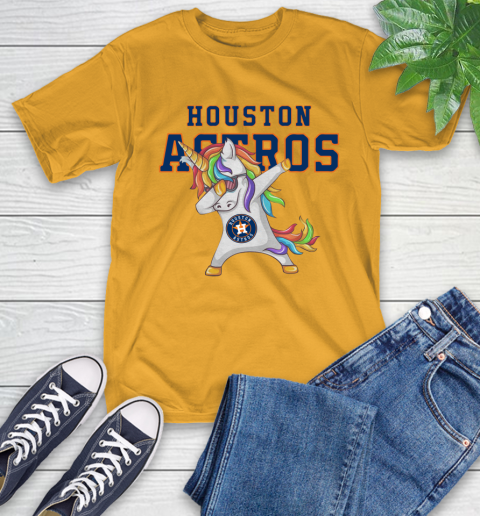 Houston Astros MLB Baseball Funny Unicorn Dabbing Sports T-Shirt 3