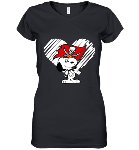 I Love Tampa Bay Buccanners Snoopy In My Heart NFL Women's V-Neck T-Shirt