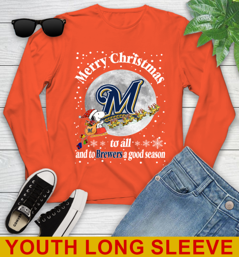 Milwaukee Brewers Merry Christmas To All And To Brewers A Good Season MLB Baseball Sports Youth Long Sleeve 3