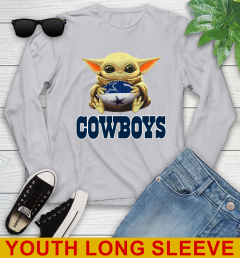 NFL Football Dallas Cowboys Baby Yoda Star Wars Shirt Youth Long Sleeve 6