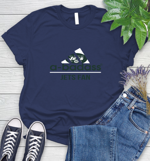 NFL A Badass New York Jets Fan Adidas Football Sports Women's T-Shirt 14