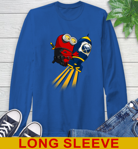NHL Hockey Buffalo Sabres Deadpool Minion Marvel Shirt Long Sleeve T-Shirt 11