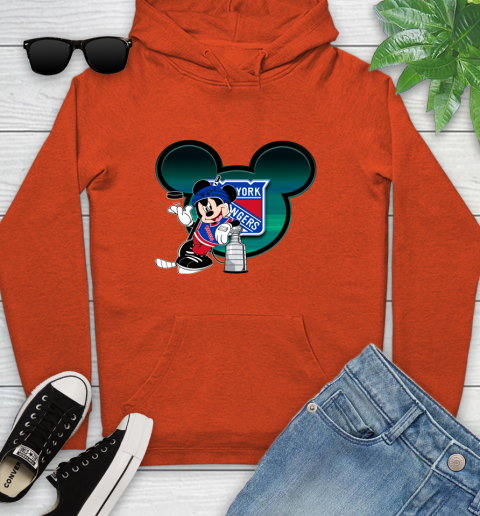 NHL New York Rangers Stanley Cup Mickey Mouse Disney Hockey T Shirt Youth Hoodie 5