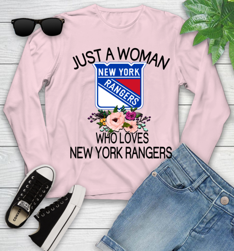 NHL Just A Woman Who Loves New York Rangers Hockey Sports Youth Long Sleeve 7