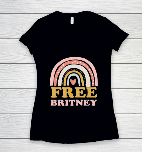 Womens Free Britney FreeBritney Rainbow Women's V-Neck T-Shirt