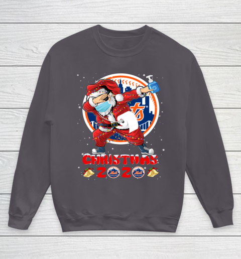 New York Mets Funny Santa Claus Dabbing Christmas 2020 MLB Youth Sweatshirt 5