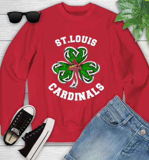 MLB St.Louis Cardinals Three Leaf Clover St Patrick's Day Baseball Sports Youth Sweatshirt 9 MLB St.Louis Cardinals Three Leaf Clover St Patrick's Day Baseball Sports Youth Sweatshirt - Image 9