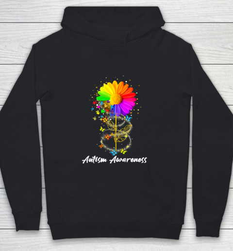 Autism Awareness Month Sunflower Flower Butterfly Cute Mom Youth Hoodie