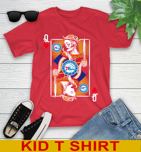 NBA Basketball Philadelphia 76ers The Queen Of Hearts Card Shirt Youth T-Shirt 11