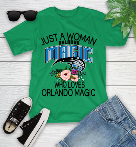 NBA Just A Woman Who Loves Orlando Magic Basketball Sports Youth T-Shirt 3