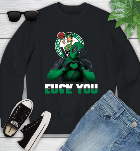 NBA Boston Celtics Deadpool Love You Fuck You Basketball Sports Youth Sweatshirt
