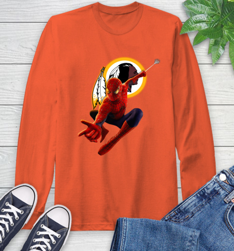 NFL Spider Man Avengers Endgame Football Washington Redskins Long Sleeve T-Shirt 5