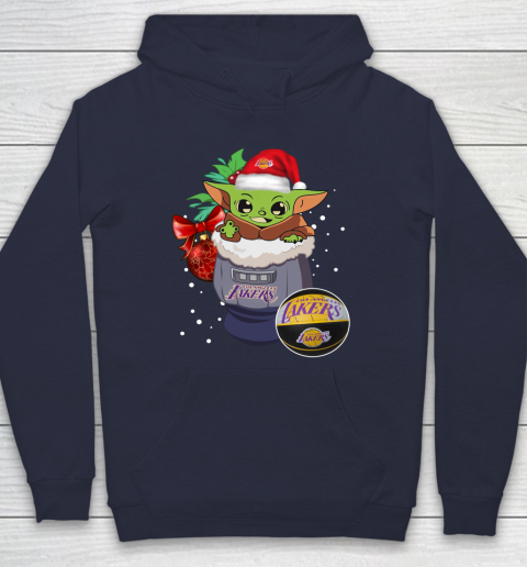 Los Angeles Lakers Christmas Baby Yoda Star Wars Funny Happy NBA Hoodie 4
