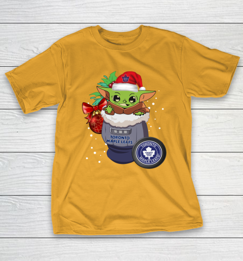 Toronto Maple Leafs Christmas Baby Yoda Star Wars Funny Happy NHL T-Shirt 4