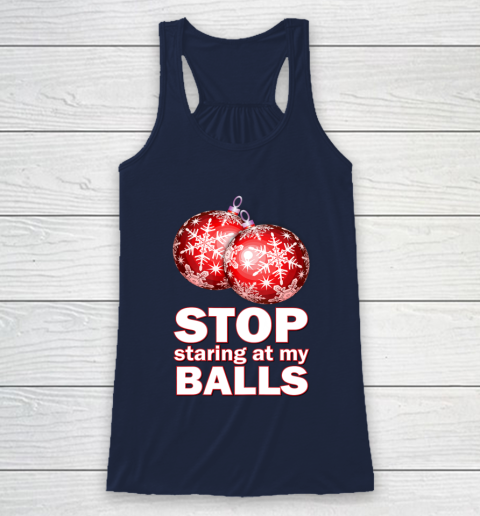 Stop Staring at my Balls Funny Christmas Holiday Pajama Racerback Tank 8