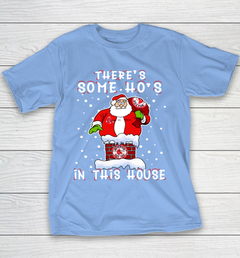 Boston Red Sox Christmas There Is Some Hos In This House Santa Stuck In The Chimney MLB Youth T-Shirt 8