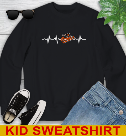 Baltimore Orioles MLB Baseball Heart Beat Shirt Youth Sweatshirt
