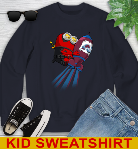 NHL Hockey Colorado Avalanche Deadpool Minion Marvel Shirt Youth Sweatshirt 2