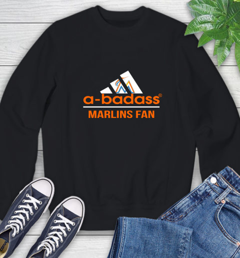 MLB A Badass Miami Marlins Fan Adidas Baseball Sports Sweatshirt