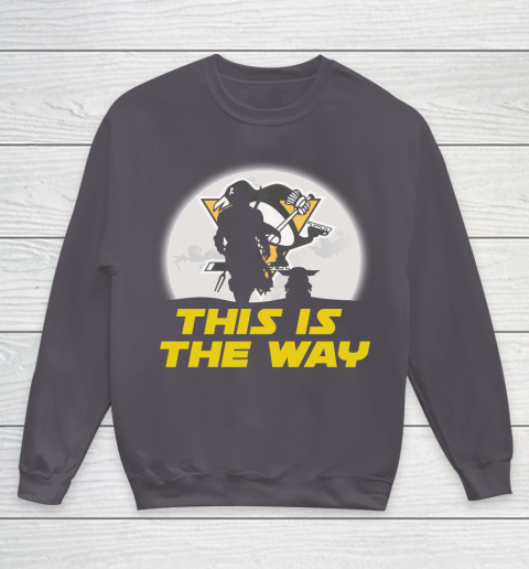 Pittsburgh Penguins NHL Ice Hockey Star Wars Yoda And Mandalorian This Is The Way Youth Sweatshirt 5