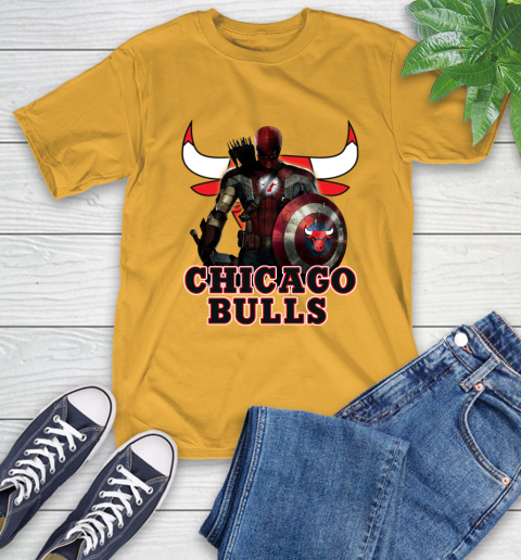 Chicago Bulls NBA Basketball Captain America Thor Spider Man Hawkeye Avengers T-Shirt 3