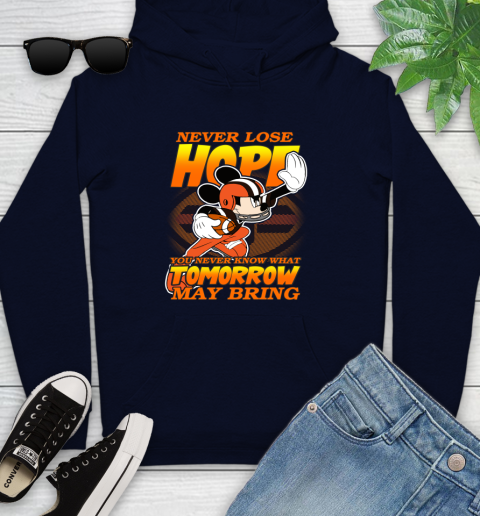 Cleveland Browns NFL Football Mickey Disney Never Lose Hope Youth Hoodie 3