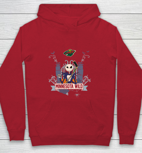 NHL Minnesota Wild Hockey Jack Skellington Halloween Youth Hoodie 7