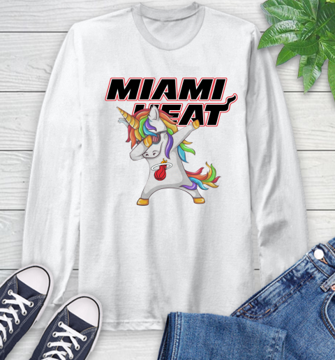 Miami Heat NBA Basketball Funny Unicorn Dabbing Sports Long Sleeve T-Shirt