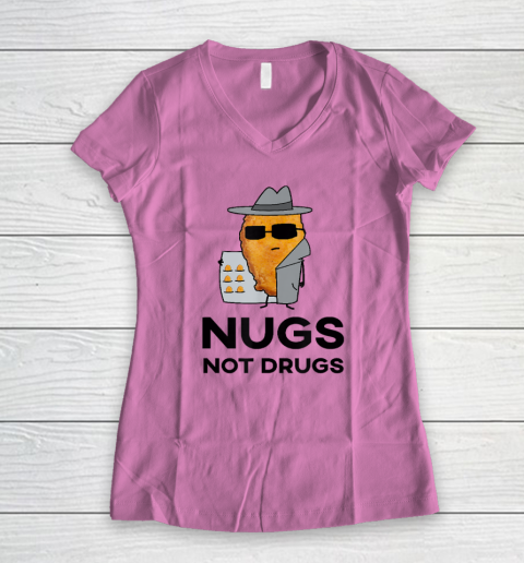 Funny Chicken Nuggets  Nugs Not Drugs Women's V-Neck T-Shirt 6