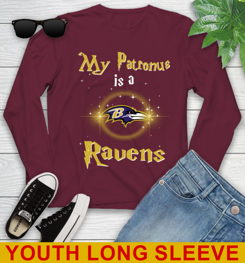 NFL Football Harry Potter My Patronus Is A Baltimore Ravens Youth Long Sleeve 6
