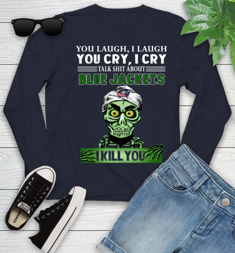 NHL Talk Shit About Columbus Blue Jackets I Kill You Achmed The Dead Terrorist Jeffrey Dunham Hockey Youth Long Sleeve - Image 3