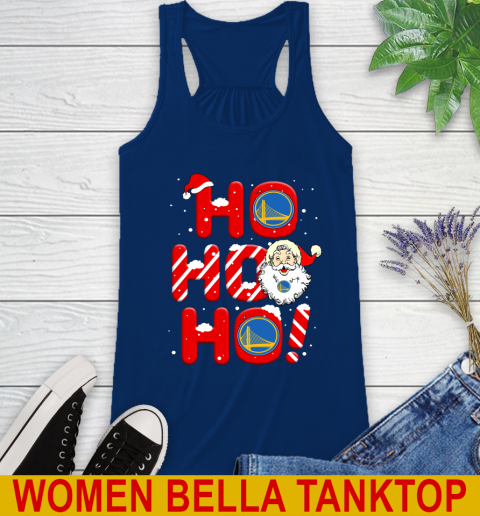 Golden State Warriors NBA Basketball Ho Ho Ho Santa Claus Merry Christmas Shirt Racerback Tank 7