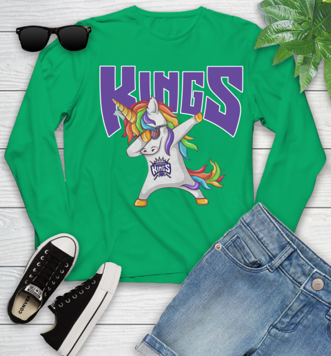 Sacramento Kings NBA Basketball Funny Unicorn Dabbing Sports Youth Long Sleeve 6