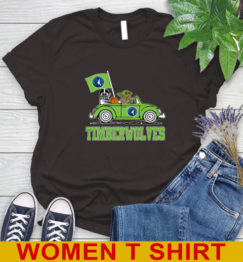 NBA Basketball Minnesota Timberwolves Darth Vader Baby Yoda Driving Star Wars Shirt Women's T-Shirt 8