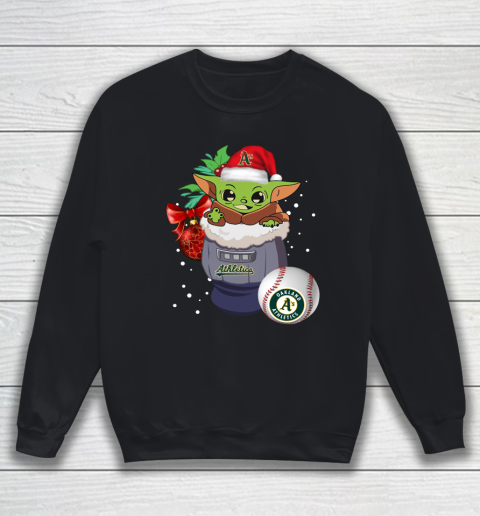 Oakland Athletics Christmas Baby Yoda Star Wars Funny Happy MLB Sweatshirt
