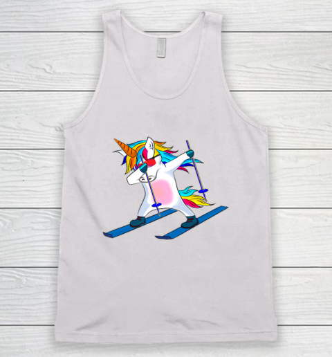 Skiing Unicorn Dabbing Funny Gift Tank Top 2