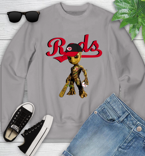 MLB Cincinnati Reds Groot Guardians Of The Galaxy Baseball Youth Sweatshirt 4