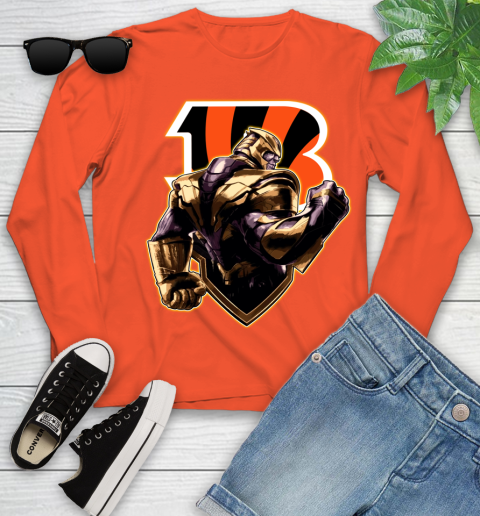 NFL Thanos Avengers Endgame Football Sports Cincinnati Bengals Youth Long Sleeve 4