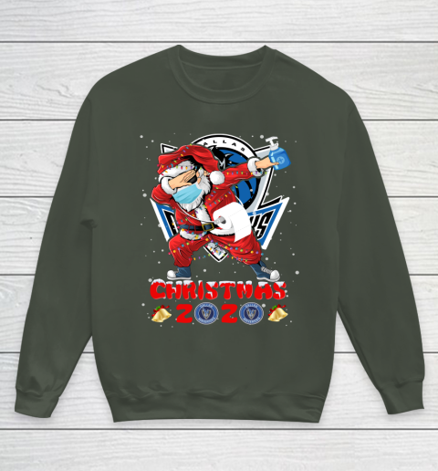 Dallas Mavericks Funny Santa Claus Dabbing Christmas 2020 NBA Youth Sweatshirt 8