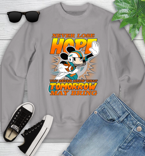 Miami Dolphins NFL Football Mickey Disney Never Lose Hope Youth Sweatshirt 3