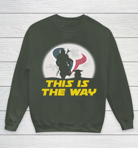 Houston Texans NFL Football Star Wars Yoda And Mandalorian This Is The Way Youth Sweatshirt 8