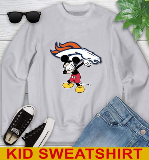 Denver Broncos NFL Football Dabbing Mickey Disney Sports Youth Sweatshirt 4