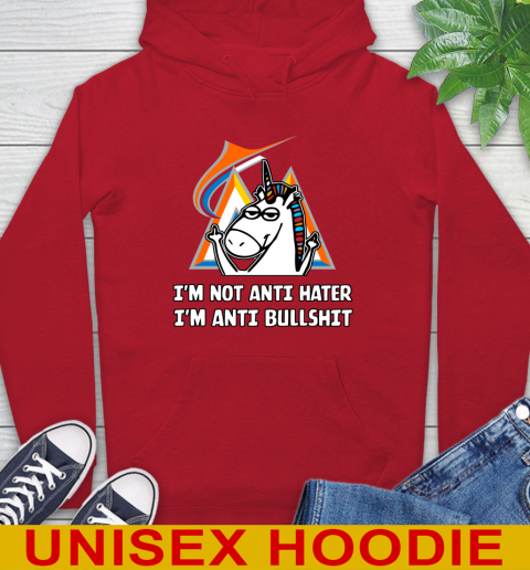 Miami Marlins MLB Baseball Unicorn I'm Not Anti Hater I'm Anti Bullshit Hoodie 10
