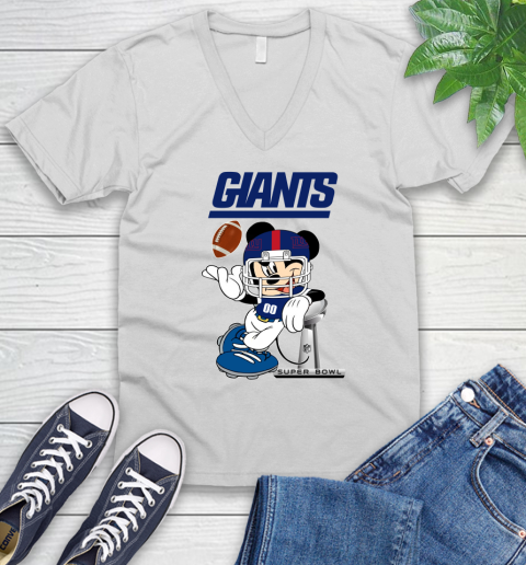 NFL newyork giants Mickey Mouse Disney Super Bowl Football T Shirt V-Neck T-Shirt