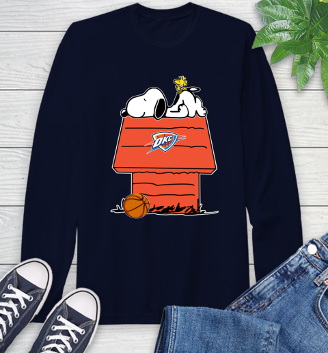 Oklahoma City Thunder NBA Basketball Snoopy Woodstock The Peanuts Movie Long Sleeve T-Shirt 4
