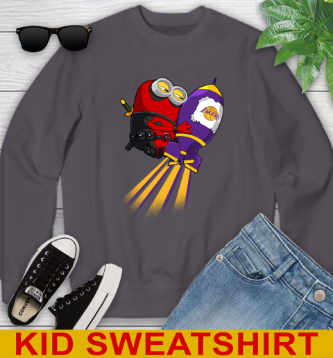 NBA Basketball Los Angeles Lakers Deadpool Minion Marvel Shirt Youth Sweatshirt 5
